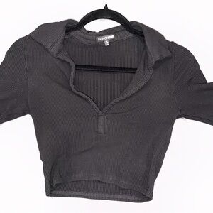 Gray Ribbed Women's Crop Top